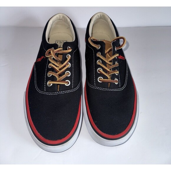 Polo Ralph Lauren Keaton-Pony Men\'s Canvas Sneakers - Black/Red  - Men\'s 8.5 main image 9